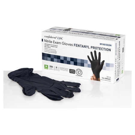McKesson 14-6N54C Confiderm LDC Nitrile Exam Glove, Medium, Black