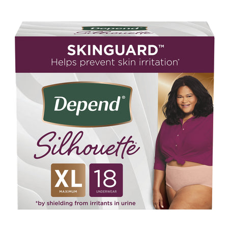 Kimberly-Clark 54219 Depend Silhouette Classic Women's Underwear, X-Large, Pink, 18 ct.