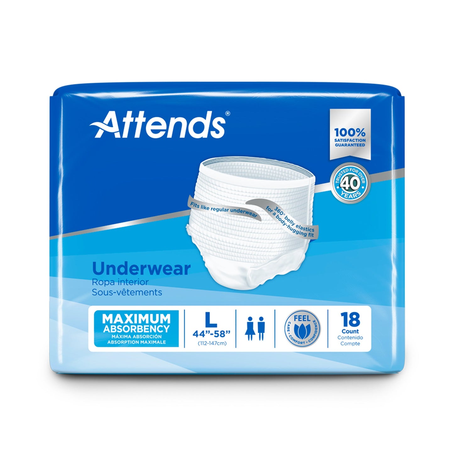 Attends® Care Adult Absorbent Underwear, Heavy Absorbency, Large, White