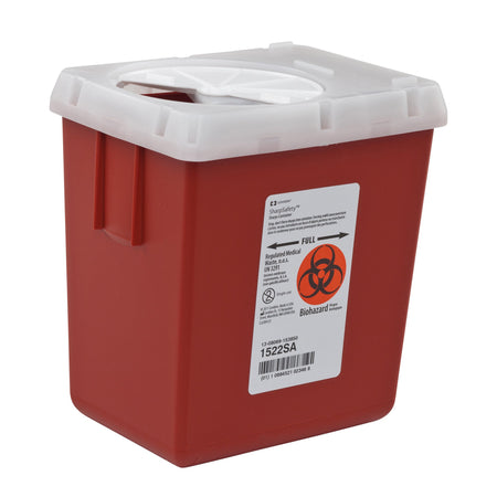 Cardinal 1522SA AutoDrop Phlebotomy Sharps Container, 2.2 Quart, 7¼ x 6½ x 4½ Inch