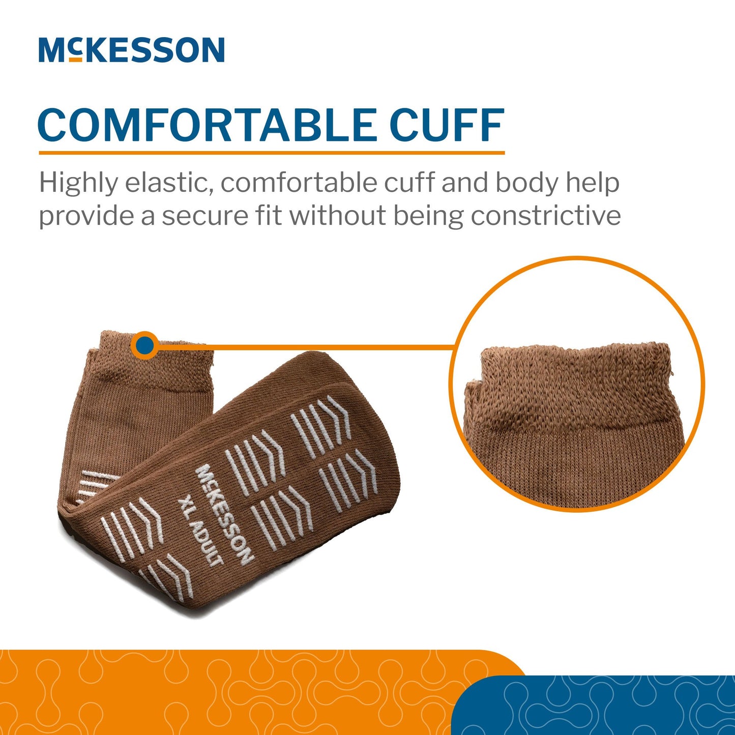 Slipper Socks McKesson Unisex Adult X-Large Double Tread Single Patient Use Tan