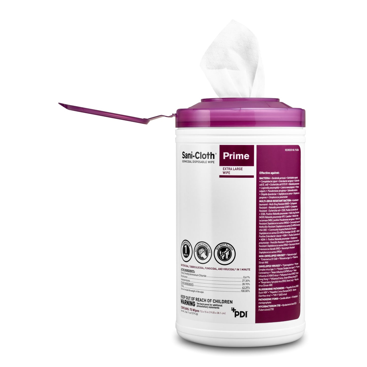 Sani-Cloth® Prime Extra Large Germicidal Disinfectant Wipes, 7.5 x 15 Inch