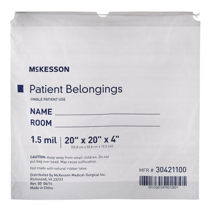 McKesson Patient Belongings Bag, White