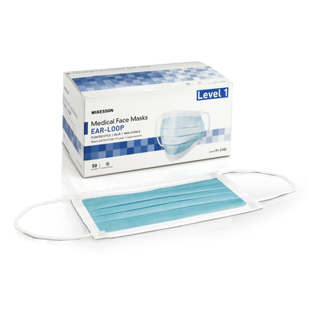 McKesson 91-2102 ASTM Level 1 Medical Face Masks, Blue