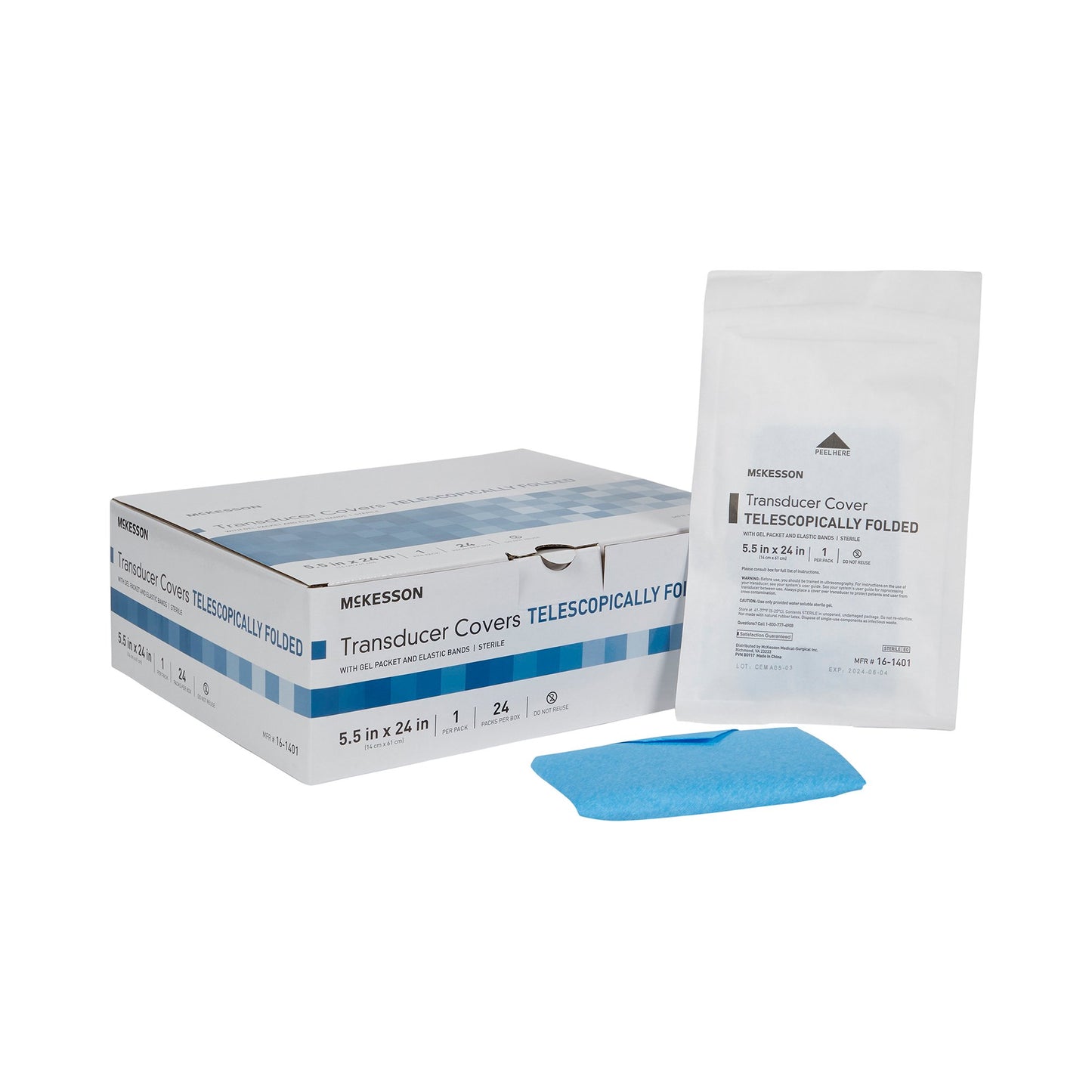 McKesson Telescopically Folded Transducer Cover, 5.5 x 24 Inch