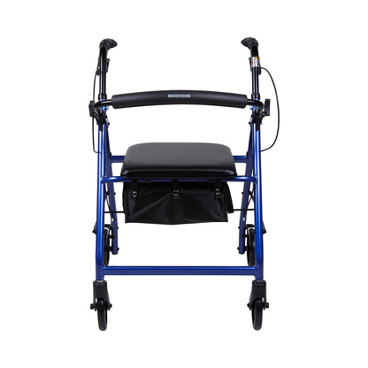 McKesson Folding Aluminum Four-Wheel Rollator, Blue