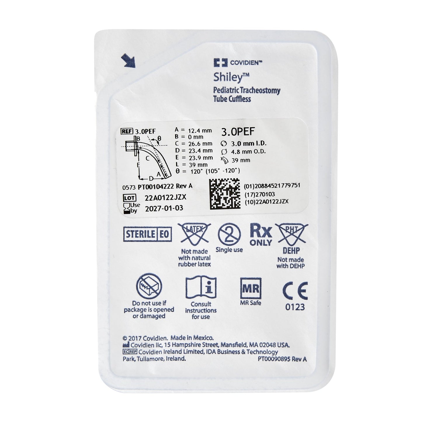 Shiley Pediatric Uncuffed Fenestrated Tracheostomy Tube | Medtronic 3.0PEF