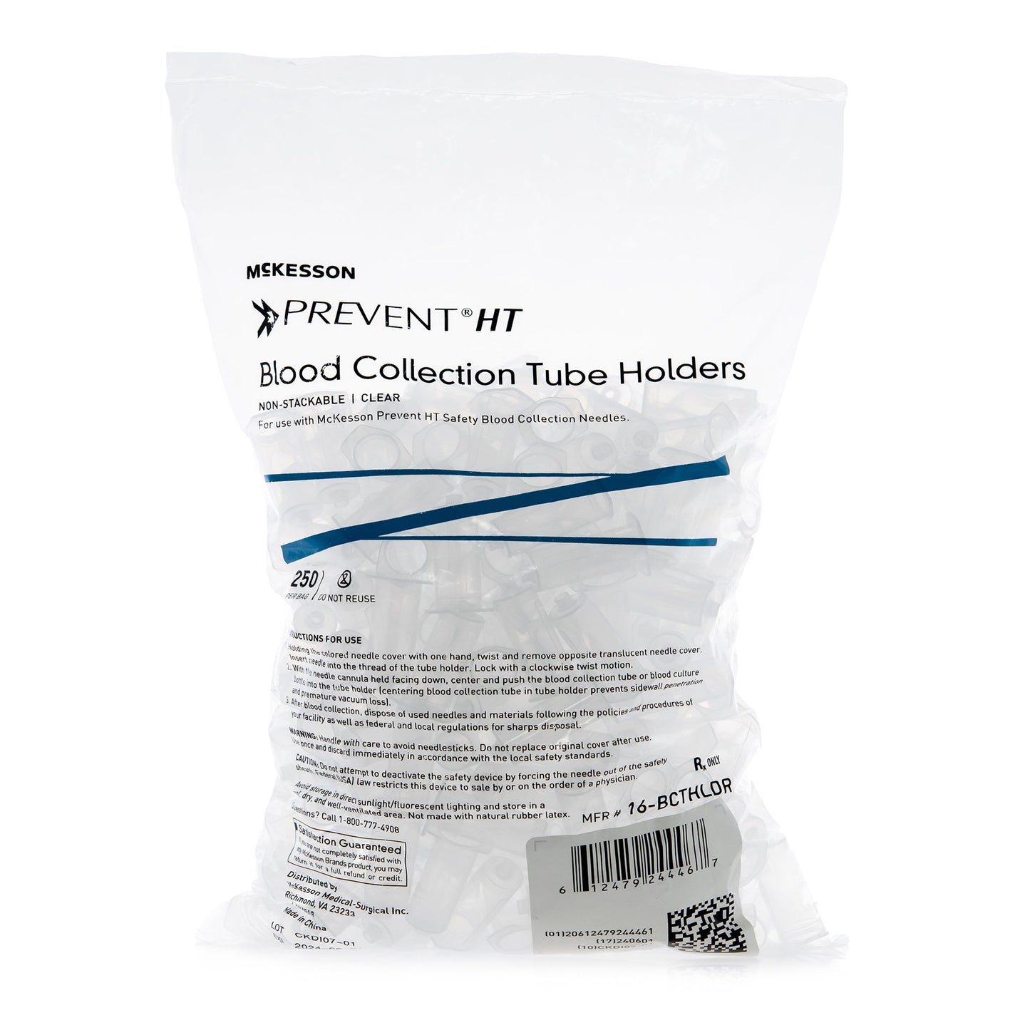 McKesson Prevent® HT Blood Collection Tube Holder / Needle Holder for use with 13 mm and 16 mm Blood Collection Tubes