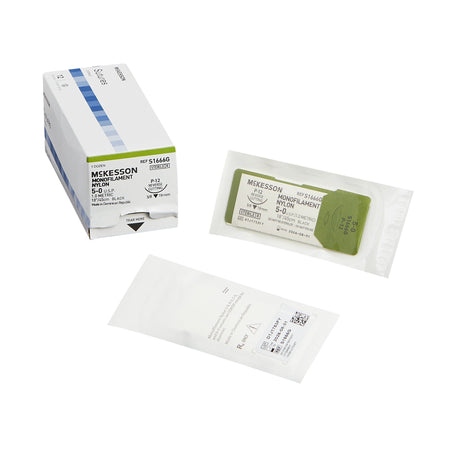 McKesson S1666G Nylon Nonabsorbable Suture with Needle, P-12 Precision Reverse Cutting