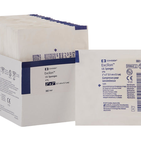 Cardinal 7087 Excilon I.V. / Drain Split Dressing, 2 x 2 inch, Six-Ply