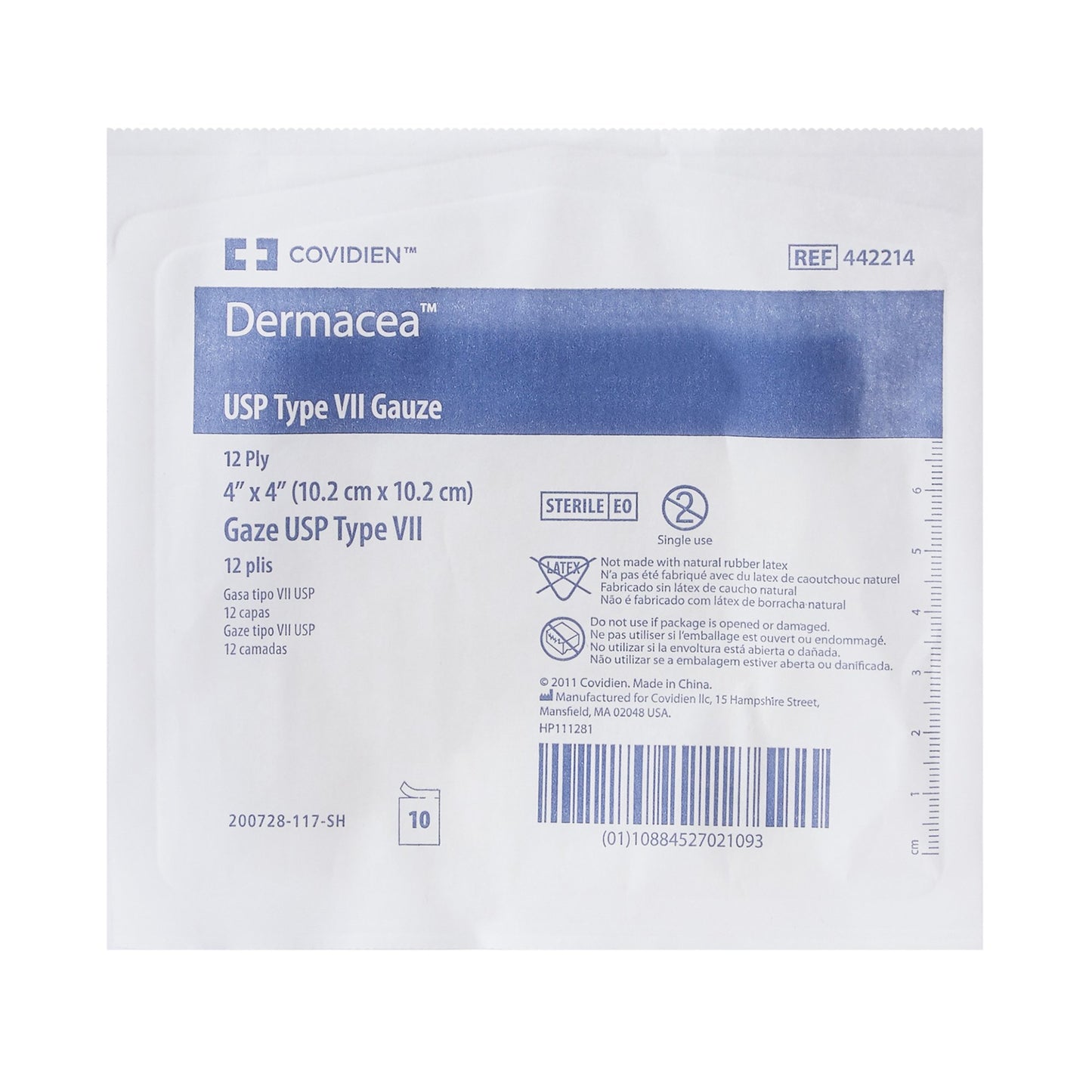 Dermacea™ Sterile USP Type VII Gauze Sponge, 4 x 4 Inch, 12-Ply