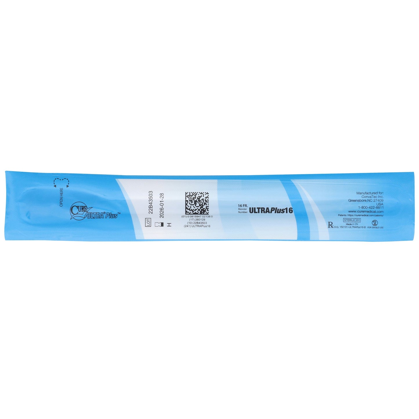 Urethral Catheter Cure Ultra® Plus™ Straight Tip Lubricated PVC 16 Fr. 8 Inch