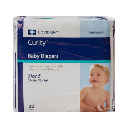 Curity™ Unisex Baby Diapers, Heavy Absorbency, Disposable, Size 5, 27+ lbs