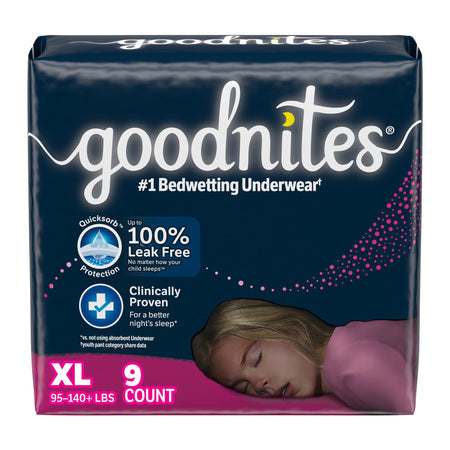 Kimberly-Clark 55593 GoodNites Night Time Underwear For Girls, Extra Large