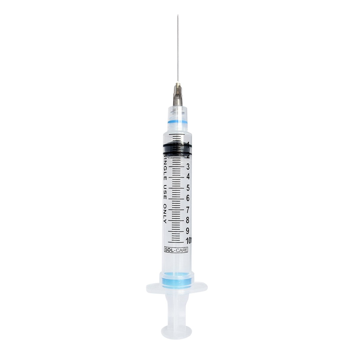 Safety Hypodermic Syringe with Needle Sol-Care™ 10 mL 1-1/2 Inch 22 Gauge Retractable Safety Needle Regular Wall