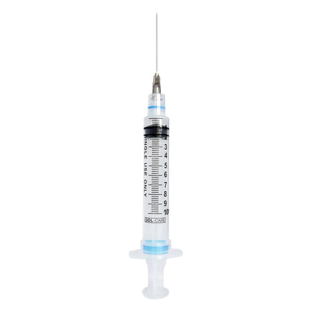 Sol-Millennium 160076IM Safety Hypodermic Syringe with Needle, 22 Gauge, 1-1/2 Inch, 10 mL