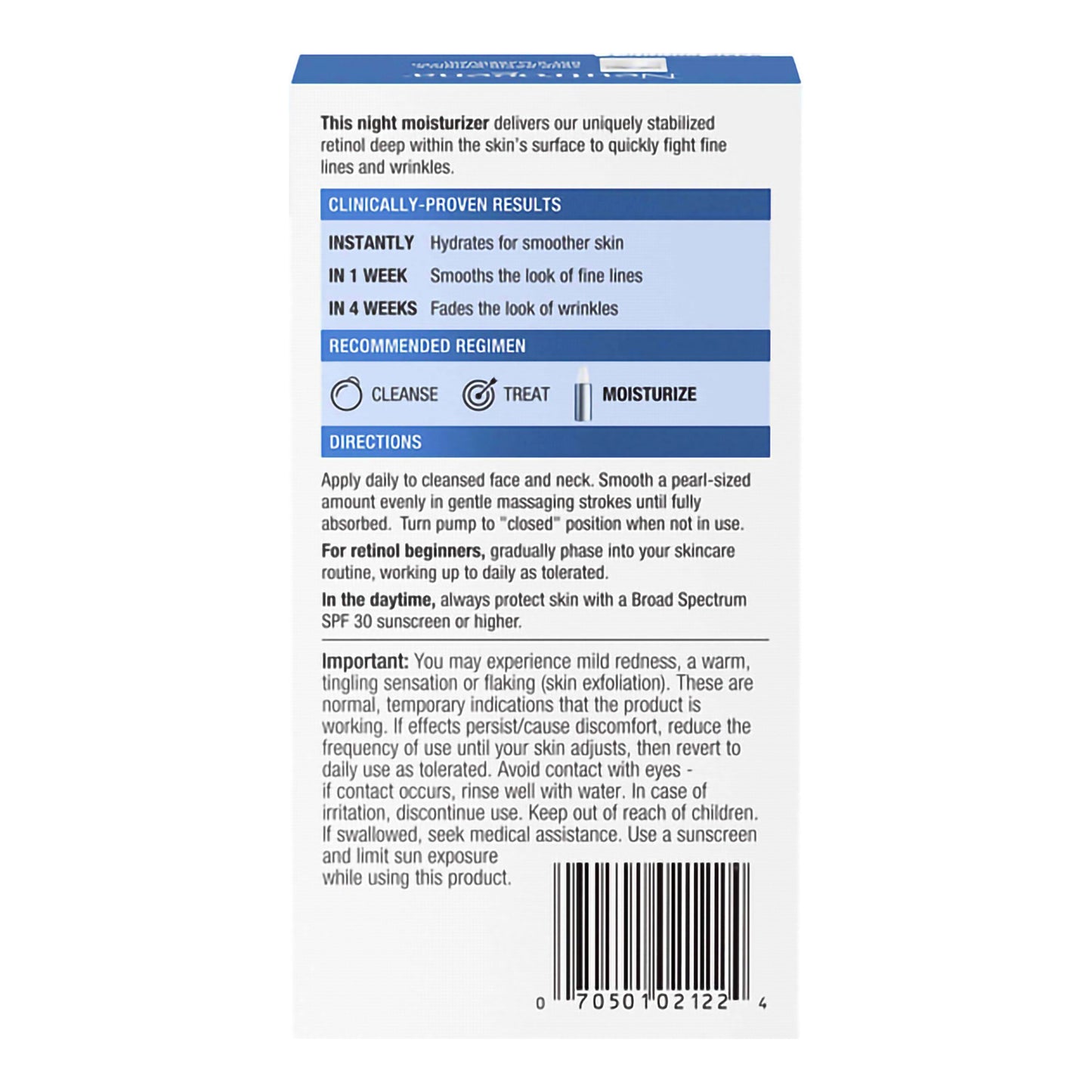 Facial Moisturizer Neutrogena® Rapid Wrinkle Repair® Night 1 oz. Pump Bottle Unscented Lotion