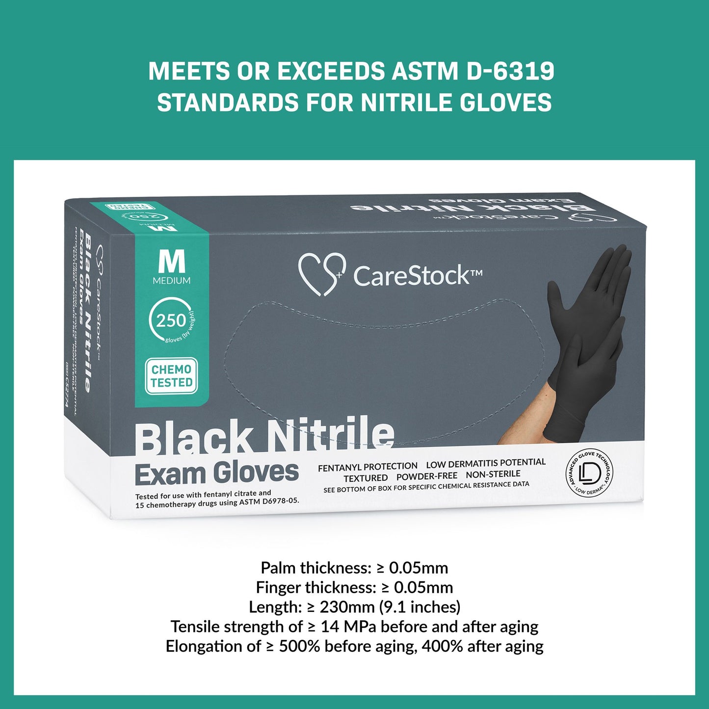 CareStock Nitrile Exam Glove, Medium, Black by CareStock product image - view 4