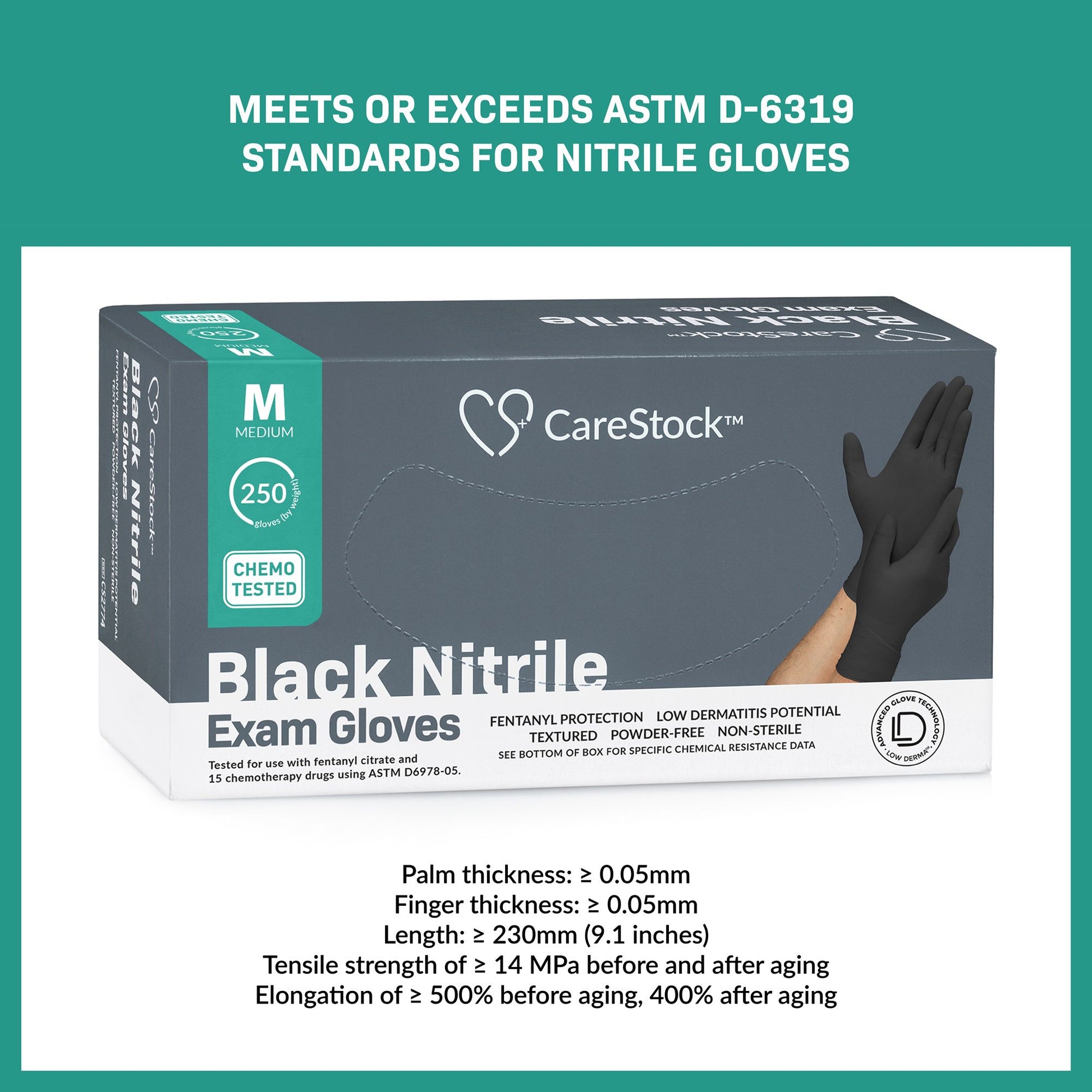 CareStock Nitrile Exam Glove, Medium, Black by CareStock product image - view 4