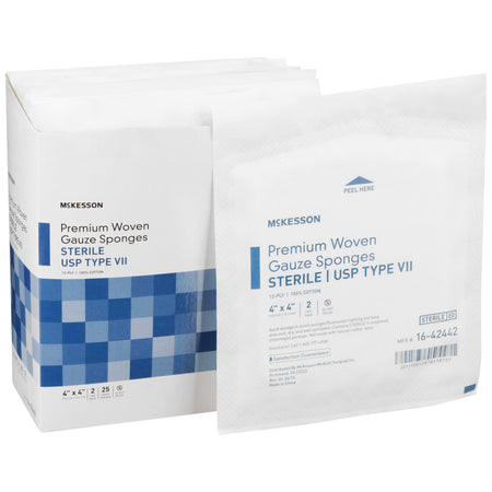 McKesson 16-42442 Sterile USP Type VII Gauze Sponge, 4 x 4 Inch, 12-Ply