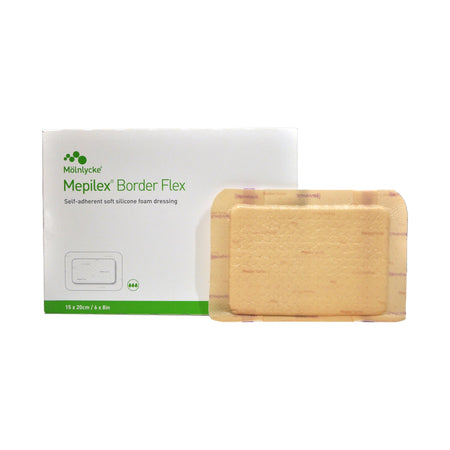 Molnlycke 595600 Mepilex Border Flex Adhesive with Border Foam Dressing, 6 x 8 Inch