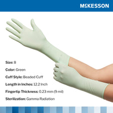McKesson Perry® Performance Plus Polyisoprene Surgical Glove, Size 8, Green