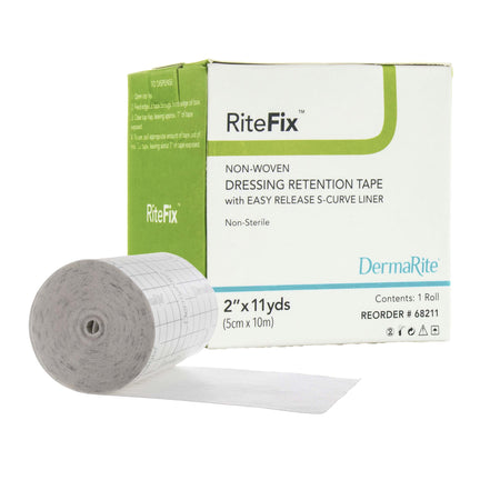 DermaRite 68211 RiteFix Nonwoven Dressing Retention Tape, 2 Inch x 11 Yard, White