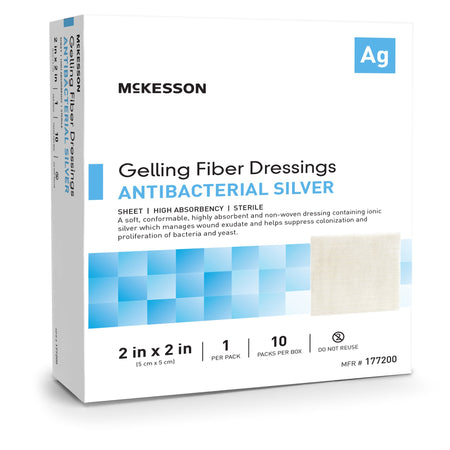McKesson 177200 Silver Gelling Fiber Dressing, 2 x 2 Inch