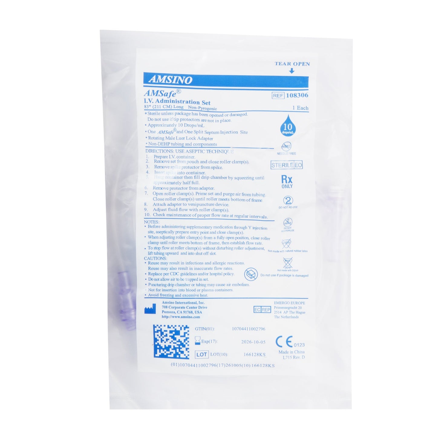 Amsino Administration Set, 83 Inches