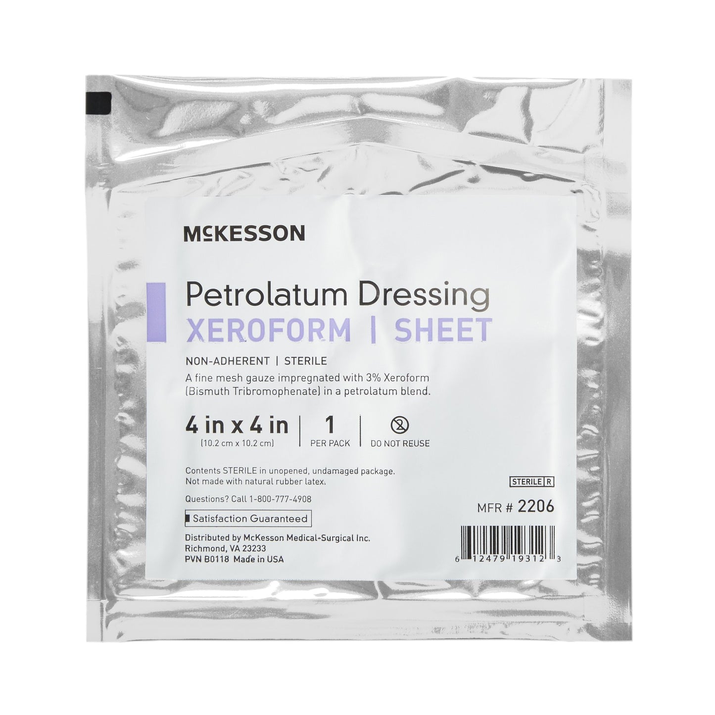McKesson Xeroform Petrolatum Impregnated Dressing, 4 x 4 Inch