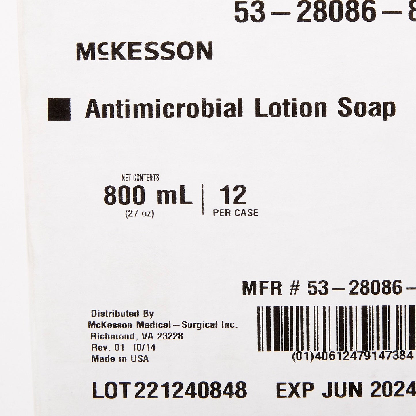 McKesson Antimicrobial Lotion Soap, Herbal Scent, 800 mL, Dispenser Refill Bag