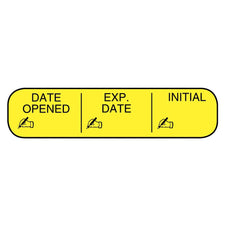 Pre-Printed / Write On Label Apothecary Products® Auxiliary Label Yellow Paper DATE OPENED/EXP. DATE/INITIAL Black Quality Control Label 3/8 X 1-9/16 Inch
