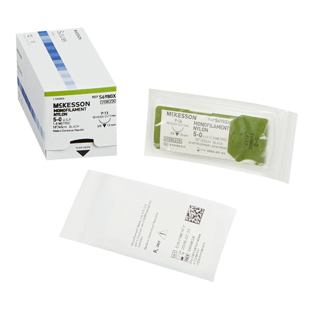 McKesson S698GX Nylon Nonabsorbable Suture with Needle, P-13 Precision Reverse Cutting Monofilament
