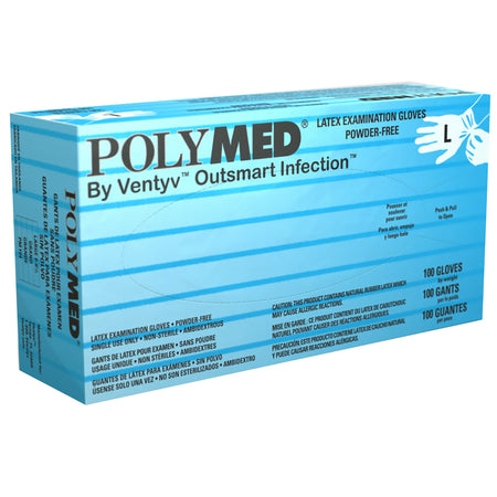 Ventyv PM104 Polymed Latex Exam Glove, Large, Ivory