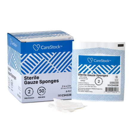 CareStock Gauze Sponge, 2 x 2 Inch, 8-Ply, Medical-Grade Cotton Wound Dressing by CareStock product image