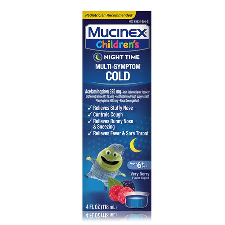 RB Health US LLC 36382460064 Mucinex Children's Night Time Multi-Symptom Cold Liquid Very Berry Flavor