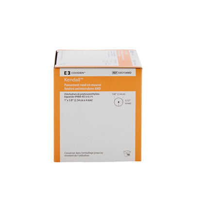 Kendall™ AMD Nonadhesive Without Border Antimicrobial Foam Dressing, 1-Inch Fenestrated Round