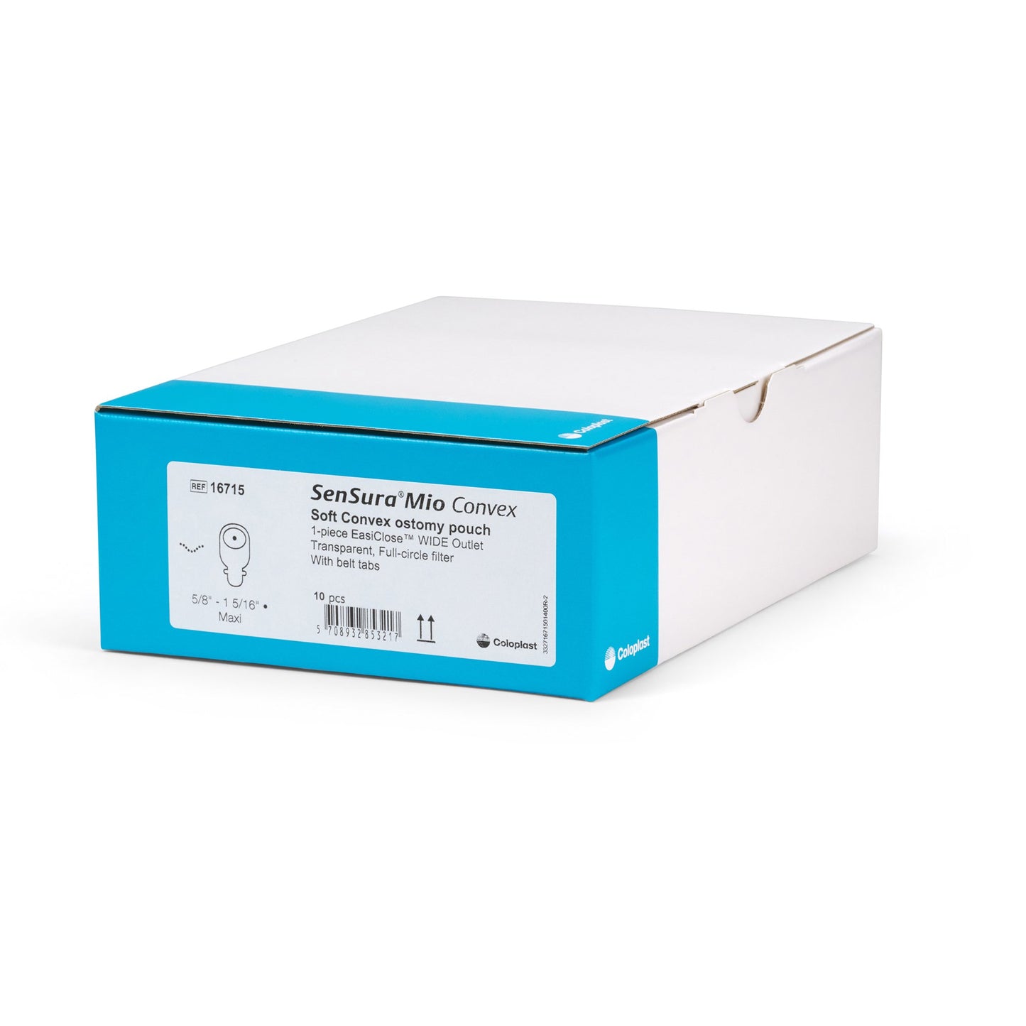 Coloplast 16715 SenSura Mio Soft Convex 1 piece drainable ostomy pouch Maxi transparent cut to fit box of 10