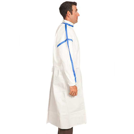 TrueCare Biomedix 1136409 Chemotherapy Procedure Gown 3X-Large White Sterile ASTM F739-12 Disposable