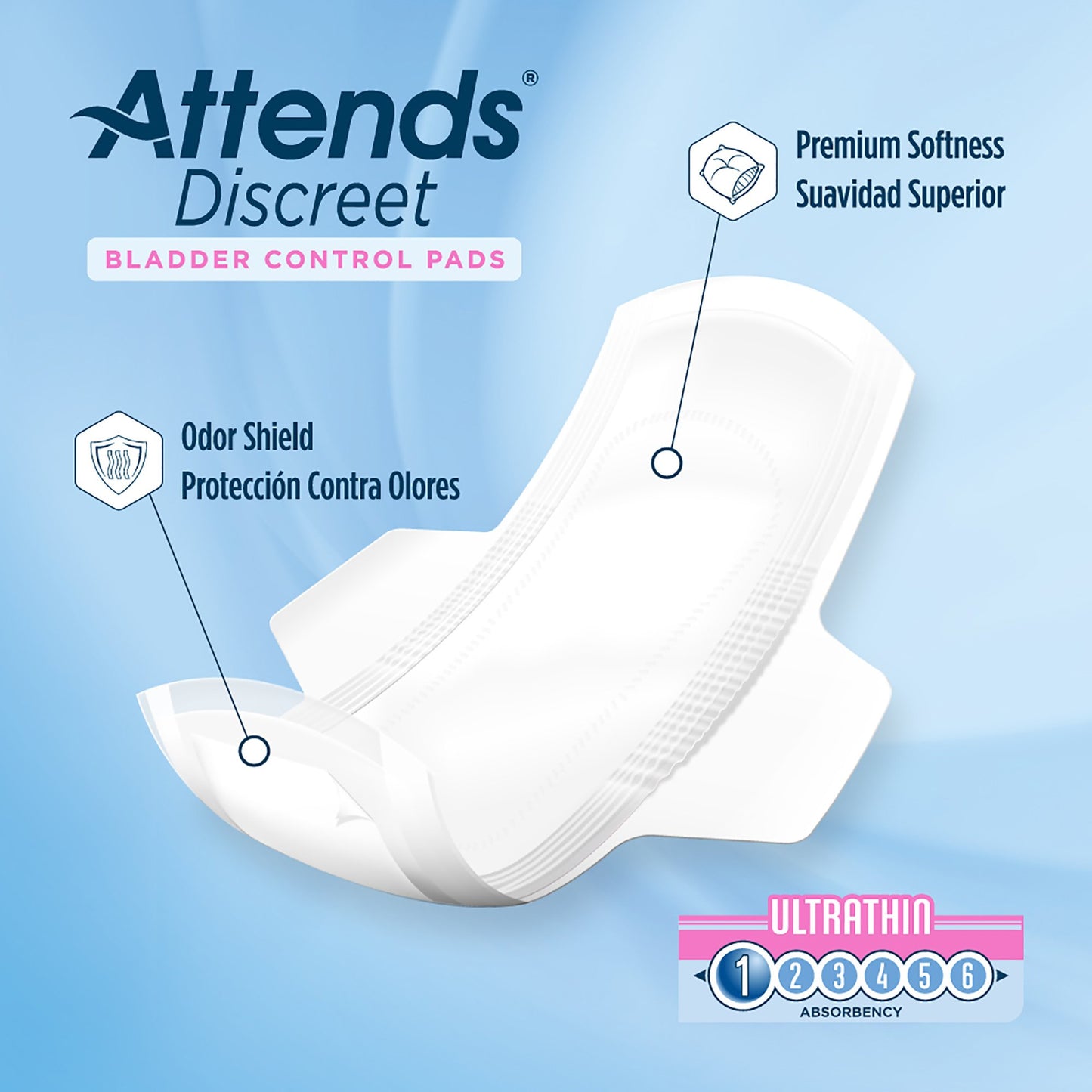 Attends® Discreet Women's Ultra Thin Bladder Control Pad