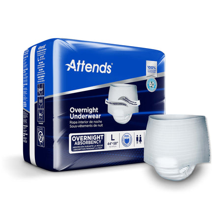 Attends APPNT30 Overnight Underwear with Extended Wear Protection, Large