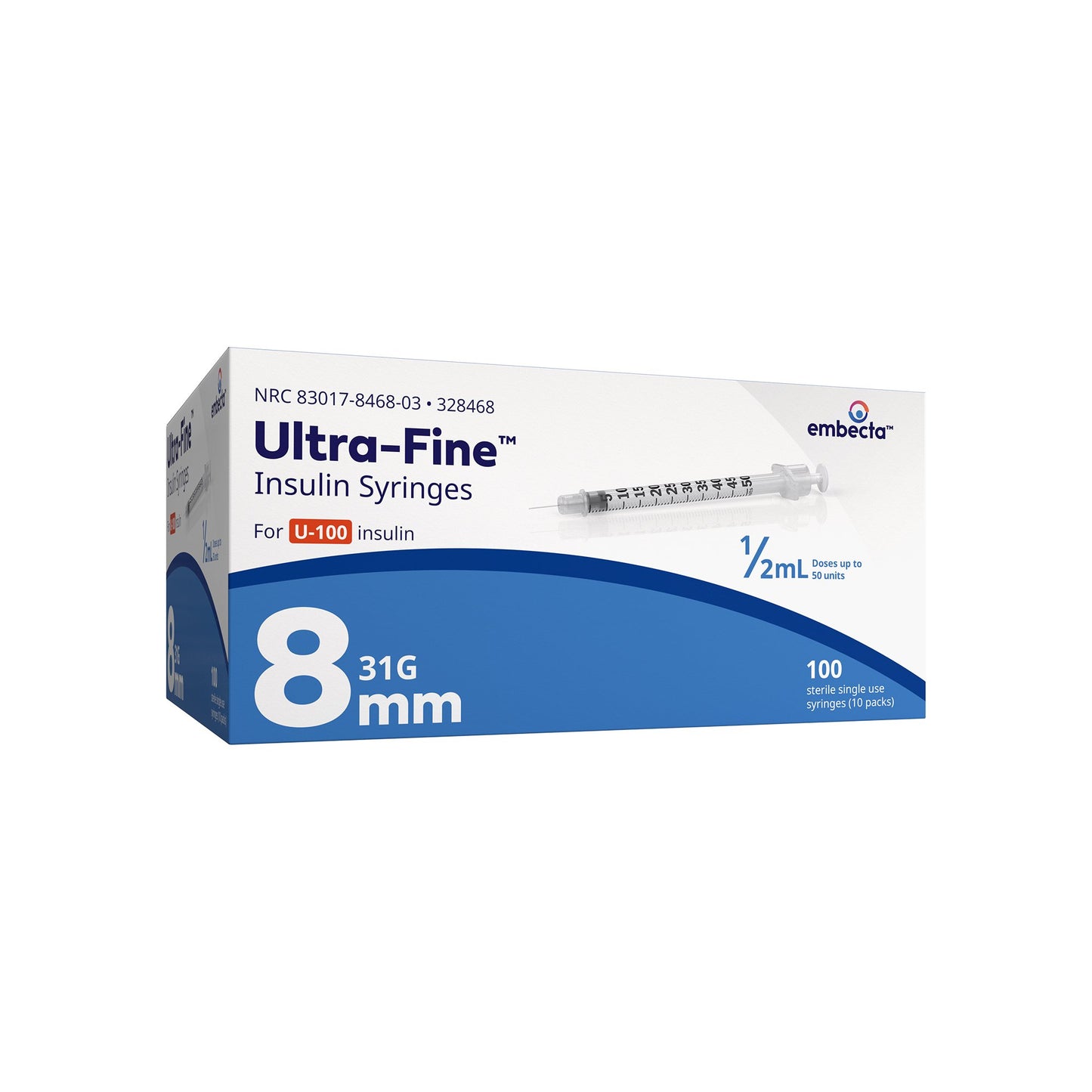 Standard Insulin Syringe with Needle Ultra-Fine™ Lo-Dose™ 0.5 mL 5/16 Inch 31 Gauge NonSafety Regular Wall