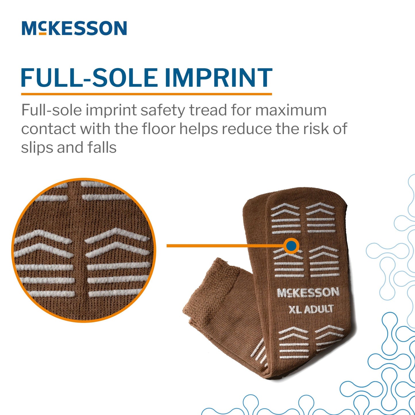 Slipper Socks McKesson Unisex Adult X-Large Double Tread Single Patient Use Tan