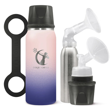 Ceres Chill Co CC-1-BC-L-MB Chill OG Stainless Steel Breast Milk Chiller Container, Blue & Pink Ombre