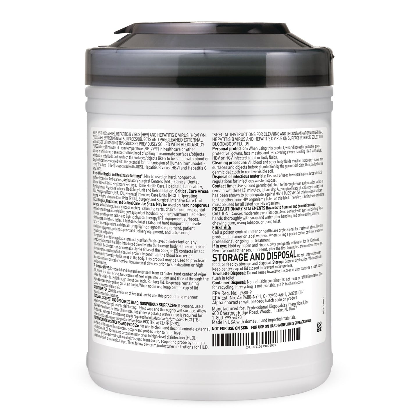 Sani-Cloth® AF3 Germicidal Large Disinfectant Wipes, Canister, 160 ct.