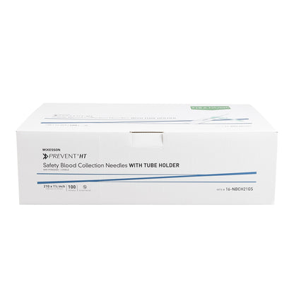McKesson Prevent® HT Blood Collection Needle with Holder 21 Gauge 1-1/4 Inch Needle Length Safety Needle Without Tubing Sterile