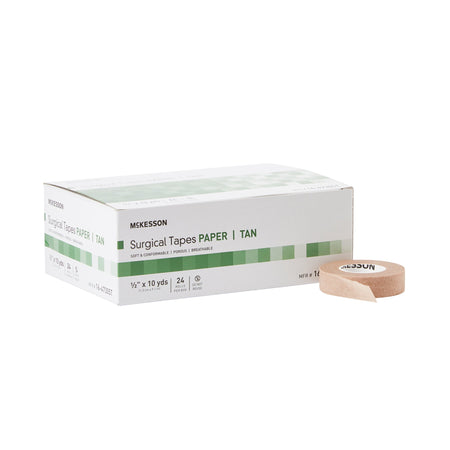 McKesson 16-47305T Paper Medical Tape, 1/2 Inch x 10 Yard, Tan