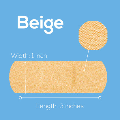 Tru-Colour Skin Tone Shade Fabric Bandage Adhesive Strips – Beige, 1 x 3 Inch