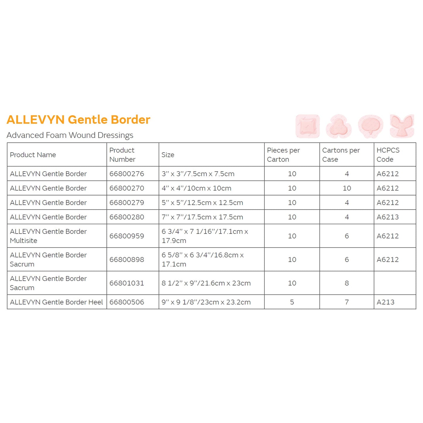 Allevyn™ Gentle Border Sacrum, 16.8 x 17.1 Centimeter