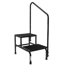 Step Stool with Handrail McKesson Bariatric 2 Steps Powder Coated Steel Frame 9 / 16 Inch Step Height
